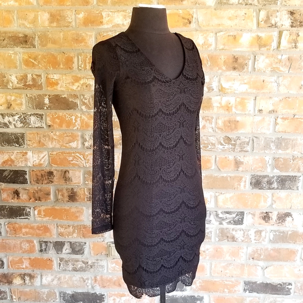 Forever 21 Black Lace Dress Juniors sz Small - Picture 1 of 8